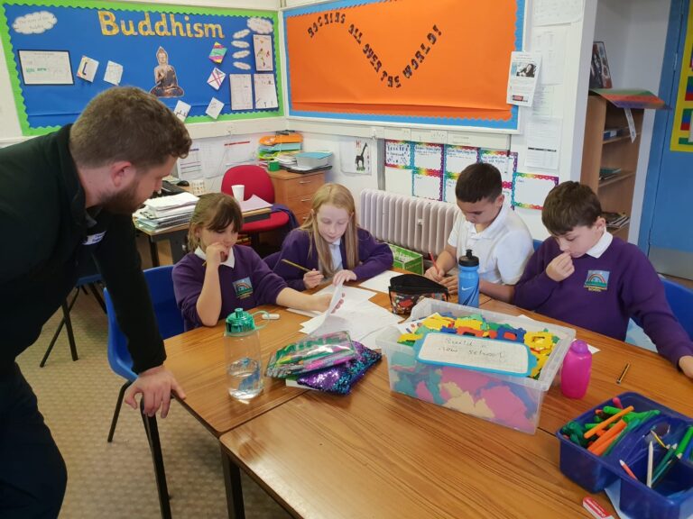 Director Joe Watson with pupils at Locharbriggs Primary School near Dumfries