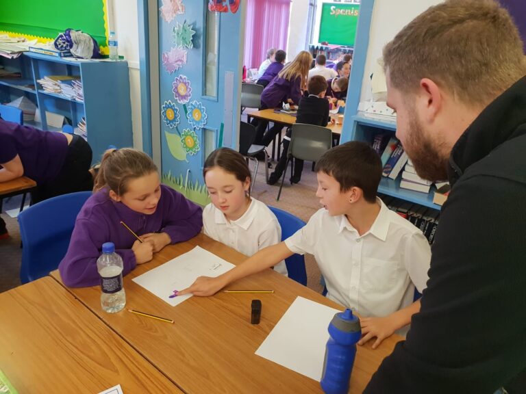 Director Joe Watson with pupils at Locharbriggs Primary School near Dumfries