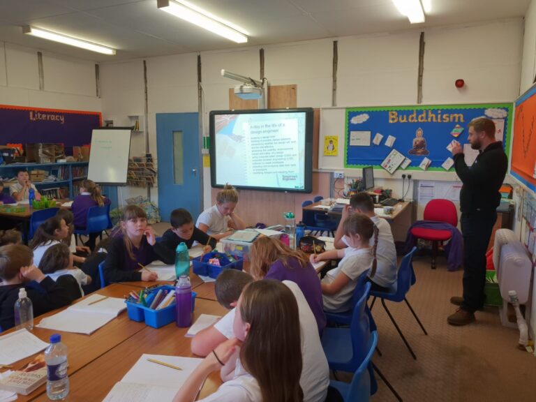 Director Joe Watson with pupils at Locharbriggs Primary School near Dumfries